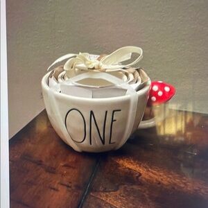 Charming White Ceramic Mug with Red Mushroom Accent